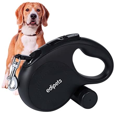 Edipets, Hundeleine, Ausziehbar und Einziehbar, 5 m, 8 m, Flexibel, für Training und Spaziergänge, für kleine, mittelgroße und große Hunde (Schwarz, 5 Meter)