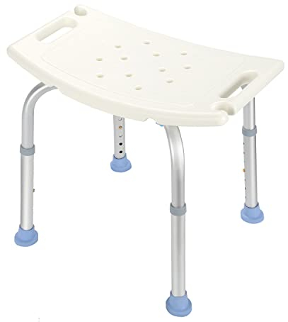 Lospitch Duschstuhl Badhocker Höhenverstellbar 38-53cm Duschsitz Aluminium Duschhocker Komfortabel rutschfest Badestuhl für Senioren Kinder Menschen bis 150 kg