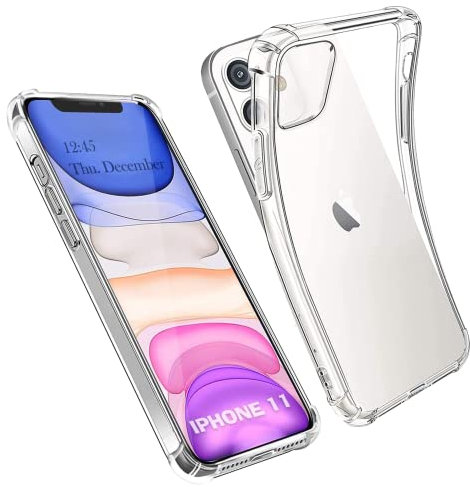 AUKASE Hülle für iPhone 11, Kompatibel Mit iPhone 11 Hülle, Handyhülle aus Transparent Silikon, TPU, Weich [Bumper mit verstärkten Ecken], Stoßfest