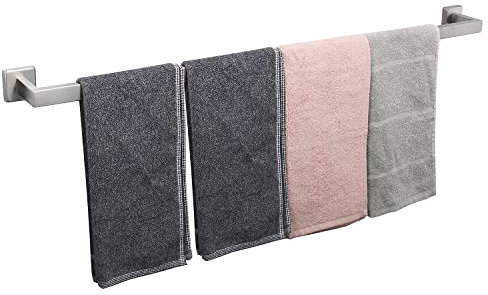 TocTen Badetuchhalter, quadratische Basis, Dicker SUS304-Edelstahl, Handtuchstange für Badezimmer, Bad-Zubehör, strapazierfähig, wandmontierter Handtuchhalter, Gebürstetes Nickel, 83,8 cm