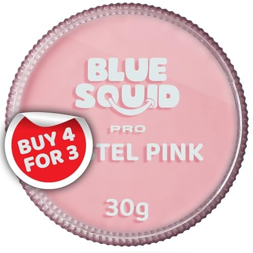 Blue Squid PRO Face Paint - Professional Water Based Single Cake Facepaint & Body Paints - SFX Makeup, Kids Adults Painting for Costume, Halloween Face Paints for Children - Pastel Pink 30g / 1oz