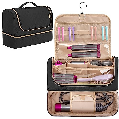Yarwo Reisetasche für Standard Airwrap, Tragetasche für Airwrap Styler, Doppelschicht Dyson Zubehör Tasche für Airwrap Complete und Haartypen Styles, Schwarz