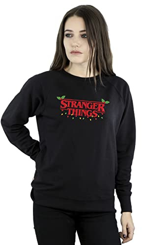 Absolute Cult Netflix Women's Stranger Things Christmas Lights Sweatshirt Black X-Large