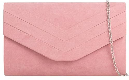 fi9 Sac à main élégant en daim pour femme, vieux rose, medium