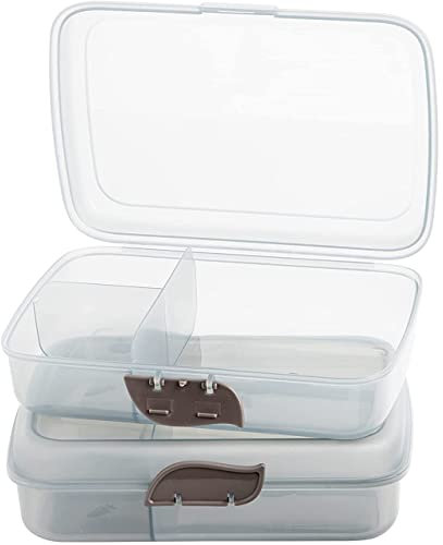 Brotdose für Kinder und Erwachsene, 2 Stück Brotdosen, Lunchbox Brotdose mit Fächern und Clickverschluss, Bento Box Brotzeitbox ohne BPA, Grau Frühstücksbox, Brotbüchse, Brotzeitdose, Model: Finn
