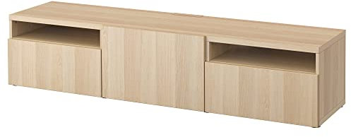 IKEA BESTÅ TV-Bank, 180x42x39 cm, Weiß gebeizt Eiche Effekt/Lappviken Weiß gebeizt Eiche Effekt