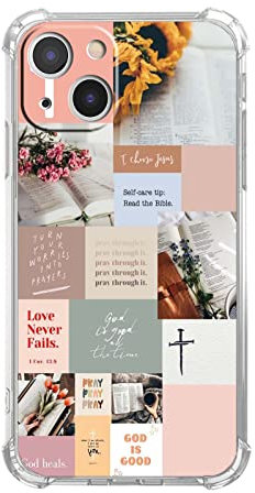 mehidpur Bible Verse Collage Case for iPhone 13, Christian Positivity Jesus Quote Pattern, Unique Trendy Soft TPU Case for iPhone 13