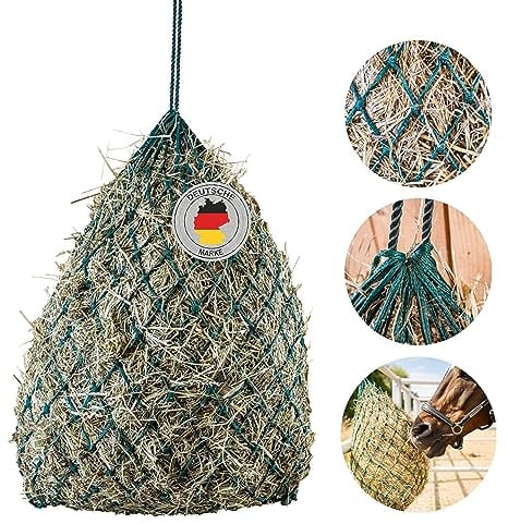 Germondo 1x Heunetz für Pferde (70 x 50 cm) - Engmaschig (5 cm) - Füllmenge ca. 3,5 kg - Großer robuster Heusack für artgerechte Fütterung