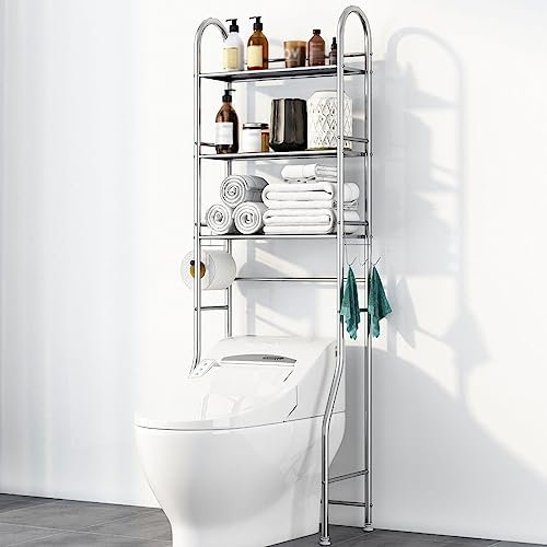 Estanteria Baño Encima wc, Material de Acero Inoxidable, Tubo de Acero Audaz y Engrosado, Pies Ajustables, Fácil Instalación, Adecuado para Estante de Lavadora ( Color : Toilet shelf , Size : 3 layer