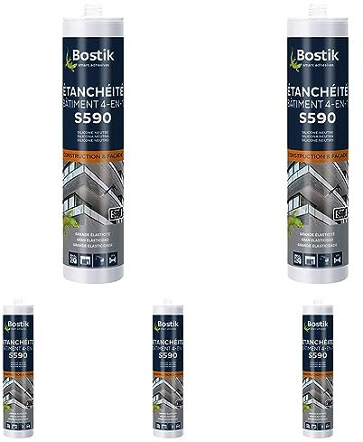 Bostik sa Mastic S590 Étanchéité bâtiment 4 en 1 BOSTIK Translucide - 30615831 (Lot de 5)