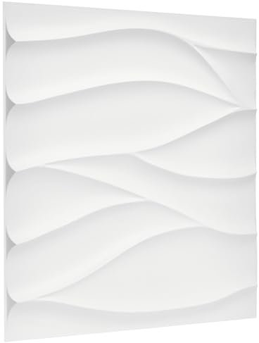 NOVECRAFTO Wavy Wave Effect 3D Wall Panels - 6 Sheets Covering 1.5 sqm | 16.15 sqf Interior Cladding Panels Set | 3D Wall Tiles Wavy Wave Design in Matte White - Each Panel Size 19.7 x 19.7