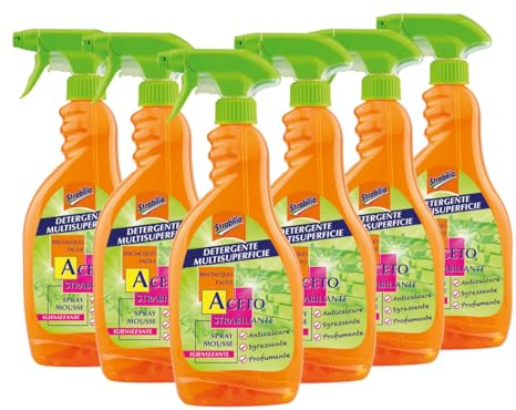 Strabilia Detergente Multisuperficie Aceto Strabiliante Spray Mousse Igienizzante 750ml Confezione da 6 Pezzi