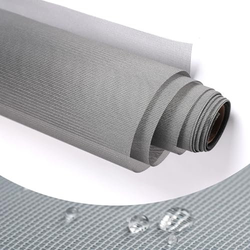 JOOFAN Window Screen Replacement, DIY Adjustable Encrypted Mesh Window Screens Net for Window Doors, Patio Entry Porch Screens Mesh, Curtain Net (Grey high-Density mesh, 95X276 cm)