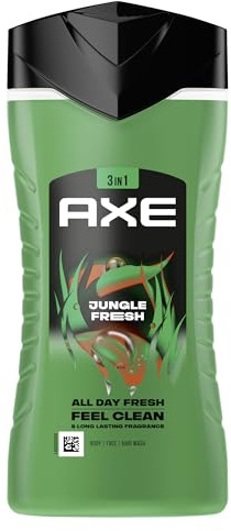Axe 3-in-1 Duschgel & Shampoo Jungle Fresh für langanhaltende Frische und Duft nach der Dusche dermatologisch getestet 250 ml