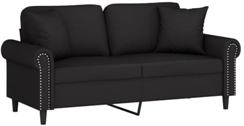 vidaXL Sofa 2 Sitzer, Couch mit Zierkissen, Liegesofa für Wohnzimmer, Polstersofa Sessel Relaxsofa Loungesofa Relaxcouch, Schwarz Samt