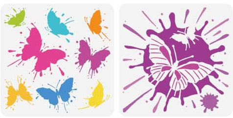FINGERINSPIRE 2 Stück Tintenflecken Schmetterlingsschablonen Zum Malen 30x30 cm Große Tintenflecken Zeichnungsvorlagen Kunststoff PET Schmetterlingsmuster Malschablone Tierthema Vorlage Für DIY
