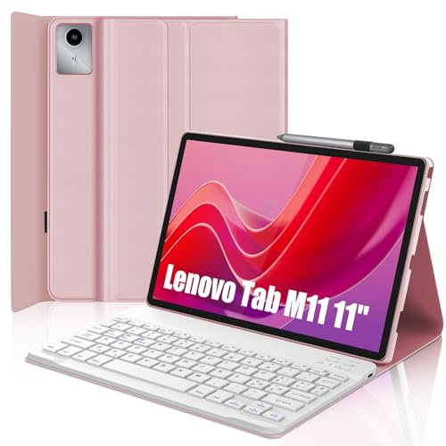 Tastiera Lenovo Tab M11, Custodia con Tastiera per Lenovo Tab M11 2024 11, Cover Tastiera Retroilluminata Bluetooth Magnetica Staccabile con Layout QWERTY Italiano per Lenovo M11, Rosa Chiaro