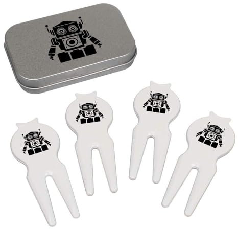 Azeeda 'Cute Robot' Golf Divot Tool/Repair Fork Gift Set (GO00058210)