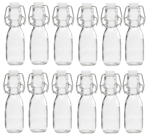 mille idee 12 Bottiglie in Vetro 100ml con Tappo Meccanico Idea Bomboniera Bottiglie Liquori