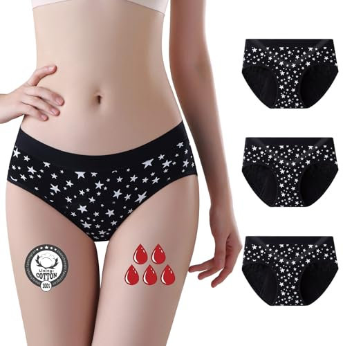 FOTOOL Culotte Menstruelle en Coton Fille Incontinence pour Stretch Slip Ceinture de Sport sous-vêtement Ado 8 à 18 Lot de 3 (3 Pack,12-14 Ans)