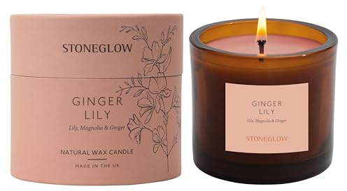 Stoneglow The Walled Garden Collection - Ginger Lily - Lily | Magnolia | Ginger - Scented Natural Wax Candle Tumbler 79 x 89mm (Orange)