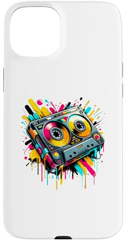 iPhone 15 Plus Splash Art Cassette Player Music Tape Recorder Case
