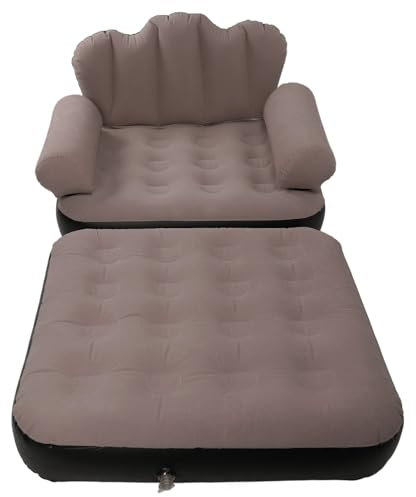Natudeco Sofá hinchable, sofá cama inflable, portátil, plegable, multifuncional, para interiores y exteriores (marrón)