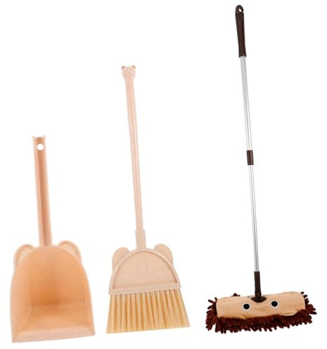 LALADEFIEE Kid's Cleaning Set Toddler Broom Mop Kit Handheld Mop for Boys Girls Portable Cleaning Supplies Play Cleaning Tools for Children