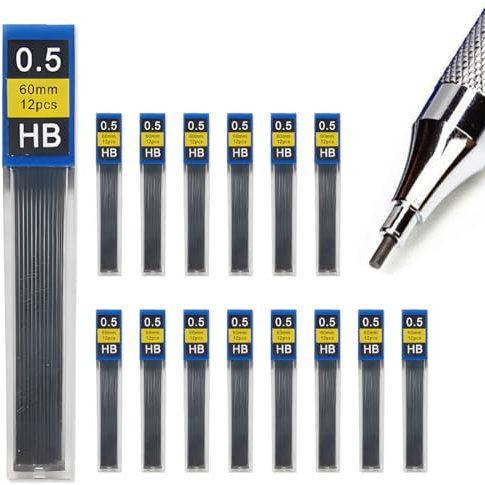 QOMJUFA Mina de lápiz de 0,5 mm, 15 cajas de 180 lápices de 0,5 mm, mina irrompible, escritura suave y clara