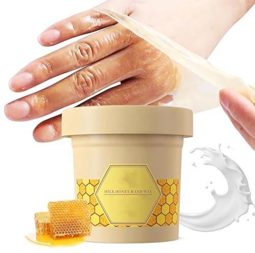 Máscara de manos con cera de leche y miel, mascarilla exfoliante de manos para hidratar las manos, mascarilla exfoliante de miel, crema hidratante profunda para manos (1 unidad)