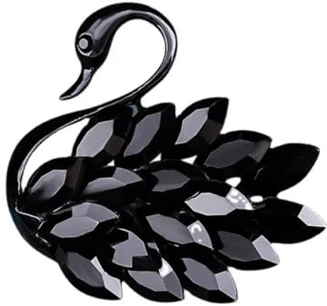 Schwarze Schwan-Brosche für Frauen, Vogel, Tier-Brosche, Anstecknadeln, Büro, Party, Stein Glas Stein: Emaille Glas, Kein Edelstein