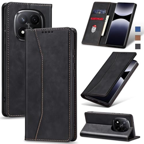 Jasonyu Funda para Xiaomi Redmi Note 14 Pro/Pro+ 5G/Poco X7,Cuero PU Carcasa,Tipo Libro Flip Case con Tarjetas y Cartera,Soporte Plegable,Cierre magnético,Capa (Negro)