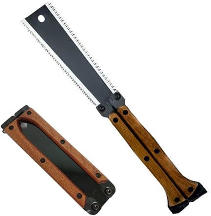 HAISHANG Scie Japonaise Pliable 16cm,Scie à Main avec Double Tranchant de 13/14 TPI, Scie Manuelle avec Lame SK5 et Dents de Rectification sur Trois Côtés pour le Bricolage et le Bois