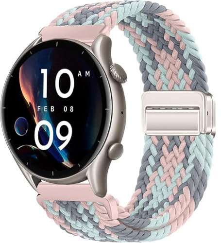 Issinlky Nylon trenzado correa para Amazfit GTR 47mm/2/2e/3/3 Pro/GTR 4/4 Pro/Stratos 3/Stratos 2, 22mm Correa elástica para Xiaomi S1/Xiaomi Mi/S1 Active/S3/Watch 2