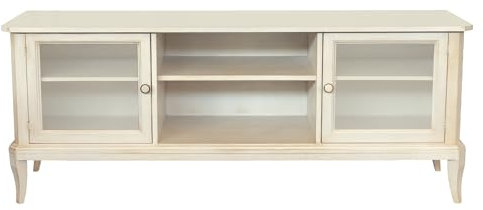 Vicentini arreda MOBILE PORTA TV MOD ELENA IN LEGNO SHABBY CHIC BIANCO ANTICATO 2 ANTE 2 VANI A GIORNO