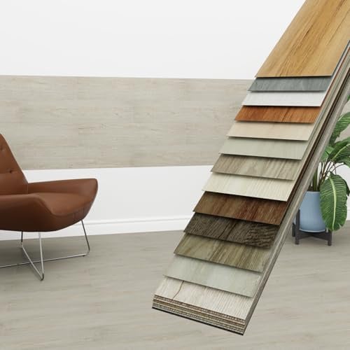 HEXIM Vinyldielen 5m² selbstklebend PVC Wandverkleidung heller Bodenbelag Holzoptik 91x15cm Paneele für Wand & Boden Holzdielen hellbraun (36 Dielen Antique Oak - 1805-10)