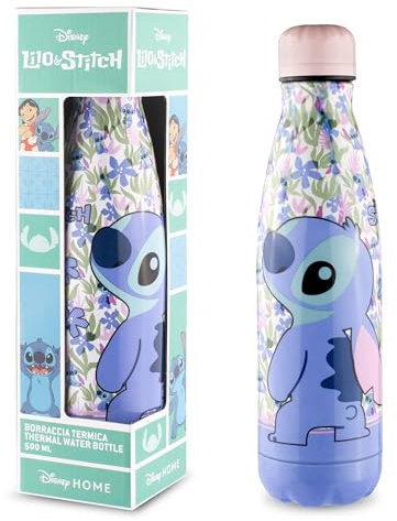 Coriex Kinder Trinkflasche Stitch – BPA-freie Thermo Aluminiumflasche 500ml – Isoliert – Nachhaltige Wasserflasche – Rosa