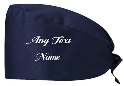 JPHCHSC Personalizzato Berretto Donna Chirurgico Cappello Uomo Chirurgico con Fascia Regolabile per Fodera Cuffietta Chirurgica Cuffia Infermiera (Navy)