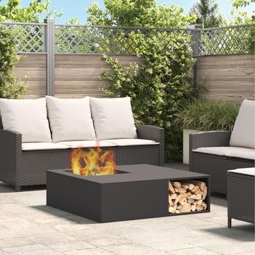 Gecheer Braciere da Giardino, Quadrato 100 x 100 x 30 cm in Acciaio per Riunioni all'Aperto, Serate in Famiglia, Appuntamenti Romantici e Incontri con Amici