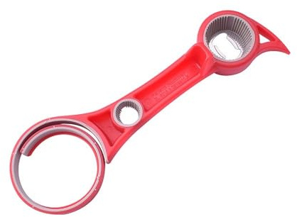 Can Opener 6-in-1 Bottle Opener & Can Opener - Kitchen Tool for Beer, Soda, Jar Lids(Red)