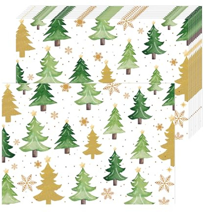Weihnachtsbaum Schneeflocken Papier Platzsets, 50 Stück Weihnachten Papier Tischsets, Tanne Einweg Platzsets 40 x 28 cm, Weihnachtsdekoration für Küche, Restaurant, Bankett, Urlaub, Party