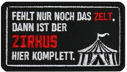 Café Viereck ® Zirkus Zelt Fun Klett-Patch, 8,5 x 4,5 cm, Gestickt mit Klettrückseite, Widerstandsfähiges Abzeichen für Uniformen & Taschen