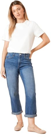 Dorothy Perkins Boyfriends Ankle Grazer Fold Up Jeans, 10, Dark Indigo