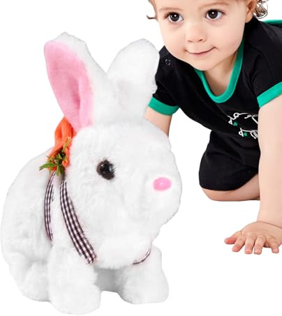 yztju Realistic Interactive Rabbit Toy, Stuffed Interactive Plush Figure Toy - Electronic Pet Realistic Rabbit, Jumping, Twitching and Shaking Ears