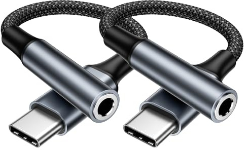 USB C to 3.5mm Jack Audio Adapter 2 Pack, USB C to Headphone Jack Adapter | Nylon Type C to Aux to usb c adapter for iPhone 17 16 15 Pro Max Plus,iPad Pro/Air,Samsung Galaxy 26 25,Pixel,Huawei,Xiaomi