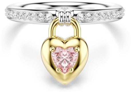 Swarovski Idyllia Collezione Anello con motivo, Tagli misti, Cuore, Rosa, Finitura in metallo misto