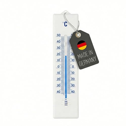 Lantelme Außenthermometer 22cm | Temperatur -40°C bis 50°C | Analog Thermometer wetterfest für Innen Außen Garten | Kunststoff | Farbe Weiß | Gartenthermometer Universal einsetzbar (22cm)