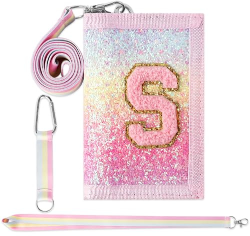 GmeDhc Kinder Brustbeutel, Kinder Portemonnaie Mädchen Rosa Buchstaben A-Z | Zum Umhängen/zum Aufhängen/Geburtstagsgeschenk für Kinder/personalisiertes Geschenk