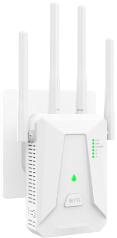 Repeteur WiFi Puissant, 300Mbps Répéteur WiFi, Amplificateur WiFi 4 antennes, 2 Ports LAN