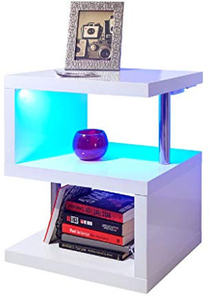 Polar White High Gloss Furniture with LED's - Coffee & Lamp Tables Tv Unit